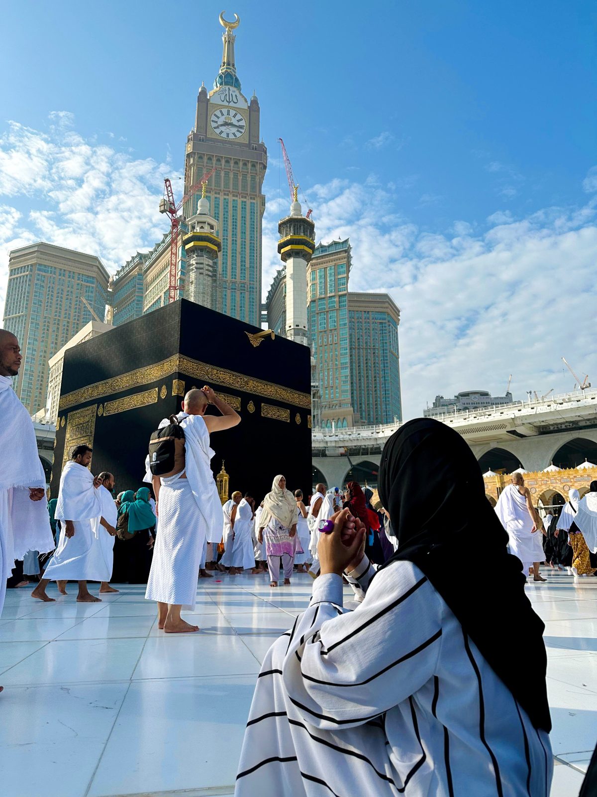 The Kaaba and the clock tower in Makkah