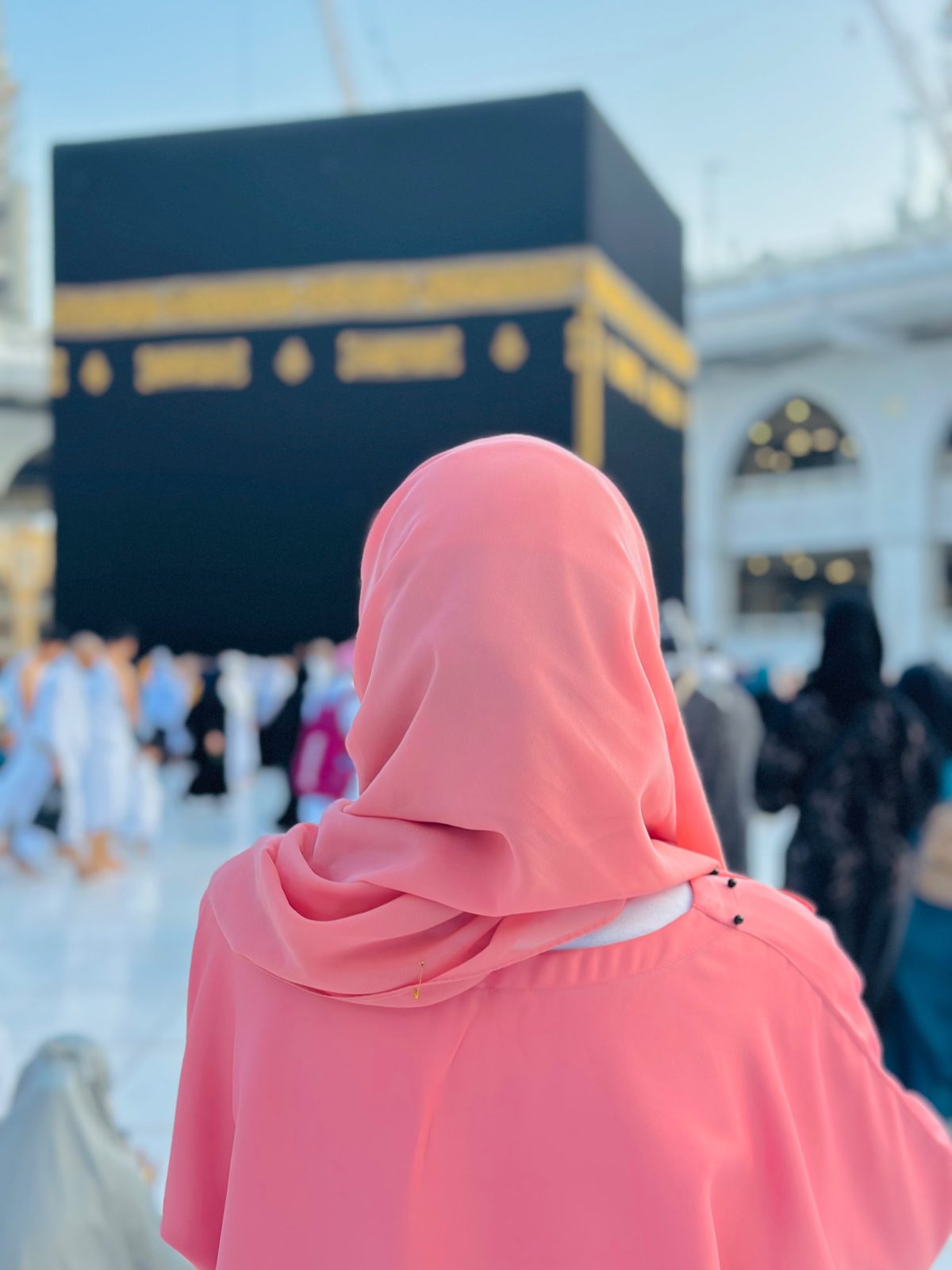 The Kaaba surrounded by pilgrims